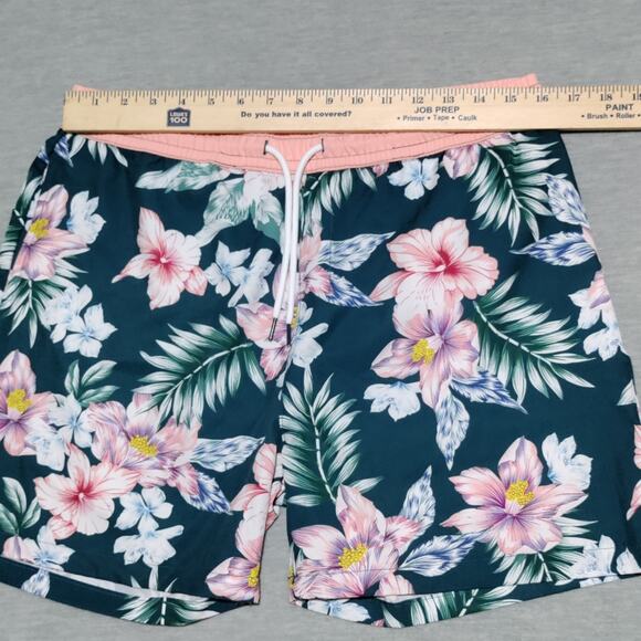 Public Record 5" Swim Trunks Hawaiian Floral Mens Large Standard Fit Unlined - Picture 9 of 14